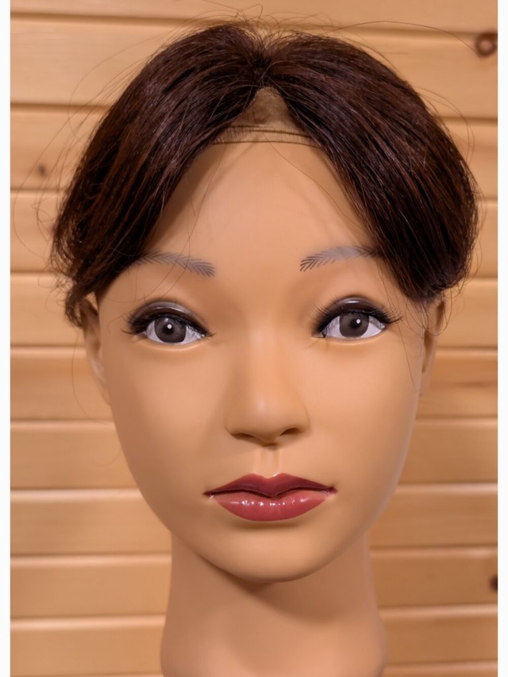 10" Dark Brown Human Hair Topper with Curtain Bangs